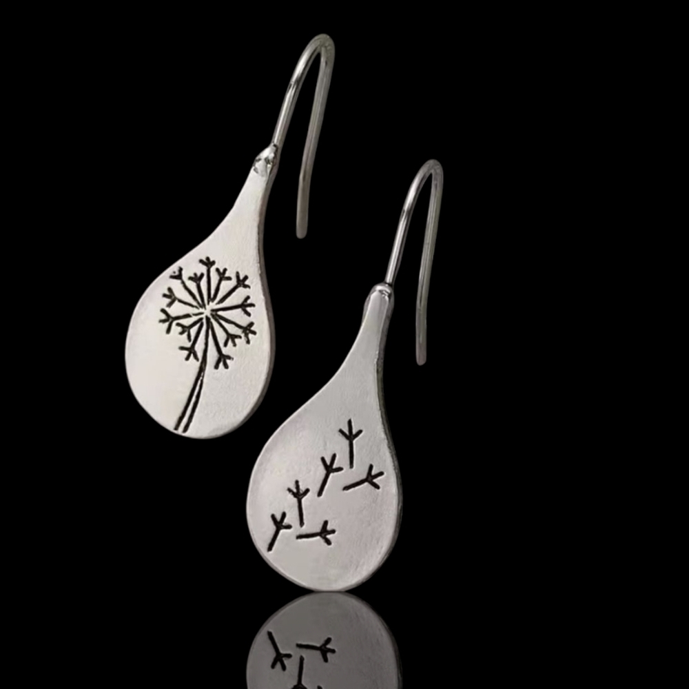 Elegant Silver Dandelion Earrings